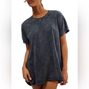 Free People FP Movement Leg Day T Shirt Medium Washed Black